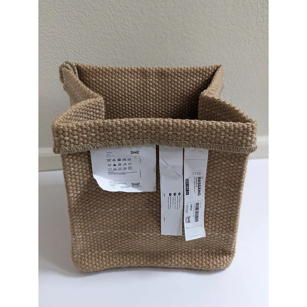 IKEA BASSÅNG Woven Storage Basket Bin Natural Jute Look 11x11x11 New with‎ Tags